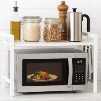 DanDiBo Verstellbares Küchenregal Weiß für Arbeitsplatte Stehend 2 Stufig 40-64 cm Regal Küche 96683 Standregal