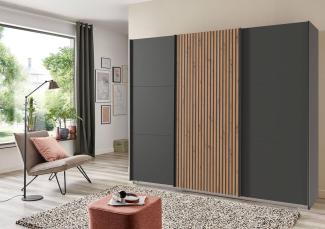 Schwebetürenschrank >Andorra< in Graphit / Artisan Eiche - 300x216x65cm (BxHxT)