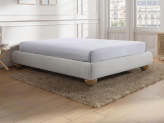 Vente-unique - Deko-Polster-Bettgestell - 160 x 200 cm - Bouclé-Stoff - Weiß - ELENAE von YSMÉE
