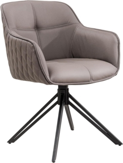 riess-ambiente Polsterstuhl EUPHORIA taupe / schwarz (Einzelartikel, 1 St), Esszimmer · Echtleder · Metall · mit Armlehne · 180° drehbar · Retro