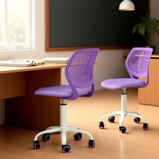 FurnitureR Drehhocker Schule Höhenverstellbar 360 Grad Drehbar Stoff Bezug PP Ruecken 130kg SGS Gasfeder Rollen