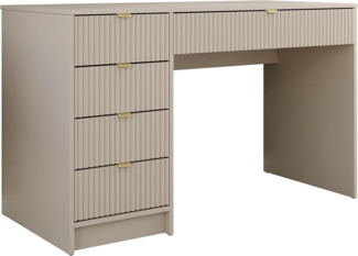 Schminktisch Tireno Schreibtisch mit 5 Schubladen (Farbe: Sandbeige)