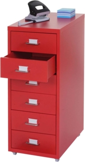 Rollcontainer Boston T851, Schubladenschrank Stahlschrank, 69x28x41cm 6 Schubladen ~ rot