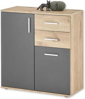 HBZ Kommode BC-Drift-2, Universalschrank Stellmaß BxHxT 80x84x35 cm (1 St), Kommode mit 2 Türen, 2 Schubkästen, 1 Einlegeboden