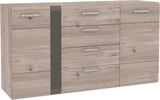 FORTE Locarno Kommode, Holzwerkstoff, Grau, 149,6 x 81,7 x 41,1 cm