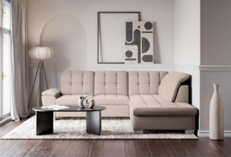 Selsey Couch 258x212 cm Ecksofa mit Schlaffunktion und Bettkasten, Modular Sectional Sofa, Stoff Verita Beige, Verstellbare Kopfstützen, Komfort & Stil für Wohnzimmer & Gäste Rechtse Seite