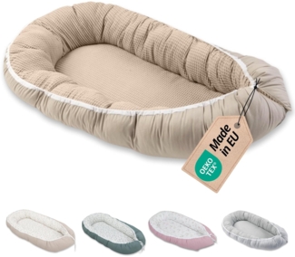 ULLENBOOM ® Bettnestchen Kuschelnest Baby 55x95 cm, kuscheliges Babynest, Made in EU, (1-tlg), Ideal für Neugeborene als Reisebett, Sand