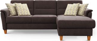 CAVADORE Ecksofa Palera / Federkern-Sofa in L-Form im Landhausstil / 244 x 89 x 163 / Chenille-Bezug, Braun