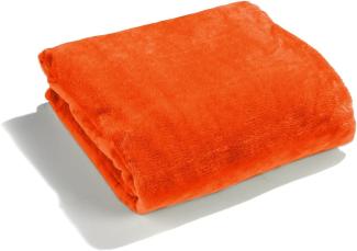 heimtexland große super weiche Kuscheldecke XL HxB 150x200 cm in orange Microfaser Flanelldecke kuschelig warm - fusselfrei - Decke in TOP QUALITÄT Typ176