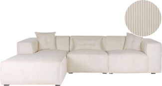 3-Sitzer Ecksofa Cord cremeweiß rechtsseitig DOLVA