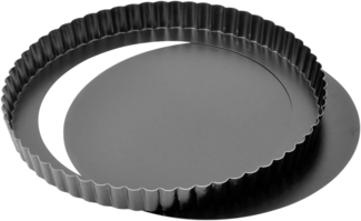 Original Kaiser Classic Tarteform mit Hebeboden 28 cm, Quicheform mit Hebeboden antihaftbeschichtet, servierfertig, gleichmäßige Bräunung, Schwarz