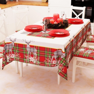 PETTI Artigiani Italiani - Tischdecke, Tischdecke, schmutzabweisend, Weihnachten, Tischdecke, Küche, Weihnachten, Design: Rentier, Grau, X6-Sitzer (140x180 cm), 100% Made in Italy