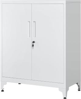 Songmics Aktenschrank, Mehrzweckschrank, Büroschrank mit 2 Türen, Stahl, Grau, 40 x 80 x 90 cm