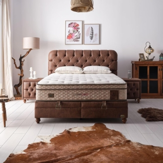 BAMBI YATAK Boxspringbett Set, Bambi Comfizone, Schlafzimmerbett, Matratze, H2/H5 Verstellbarem (1 x Matratze, 2 x Bettkasten, 1 x Bettkopfteil), Matratze mit verstellbarem Härtegrad (H2/H5), Matratzenhöhe: 33 cm