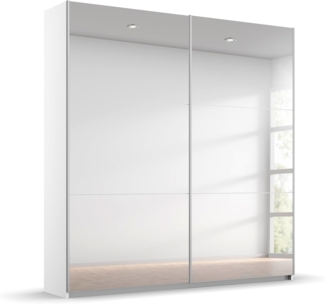 Rauch Möbel Reflect, Schwebetürenschrank, Kleiderschrank, Schrank mit Spiegel, Garderobe, 2-türig, 2 Spiegeltüren, inkl. Stoffkisten und weiterem Zubehör, Farbe Alpinweiß, 175 x 191 x 59 cm