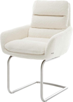 Freischwinger Abelia-Flex mit Armlehnen Bouclé Weiß Freischwinger rund Edelstahl