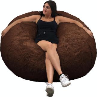 Pouf Lerosier1234 Sitzsäcke Riesensitzsack 120 cm Durchmesser XXL Weißes oder graues oder Schokoladenfell mit geschreddertem Schaum Ultra bequem, Sofa, Doppelbezüge, Birne, Kissen… (Schokolade)