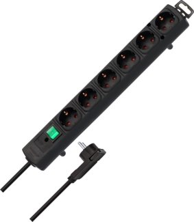 Brennenstuhl Comfort-Line Plus Steckdosenleiste 6-Fach (Mehrfachsteckdose mit Flachstecker, Schalter, 2m Kabel und extra breite Abstände der Steckdosen) schwarz