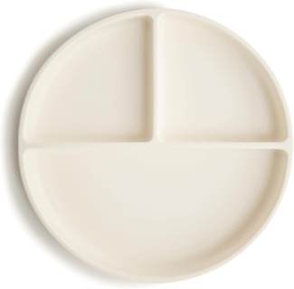 Mushie Silikon Menüteller mit Saugring ivory