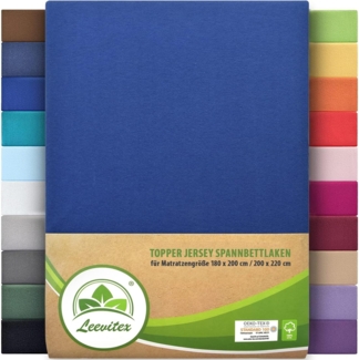 leevitex® Spannbettlaken für Topper 180x200–200x220 cm – schwerer Jersey, weich & pflegeleicht, Gummizug: rundum, extra schwere Ausführung, 180x200 - 200x220 cm, 100% Mako-Baumwolle