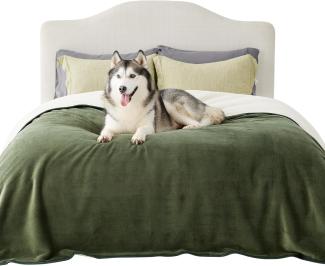 Lesure wasserdichte Hundedecke Grosse Hunde - 274x218cm waschbar Hundedecke Outdoor, Fleece Sofaschutz Decke groß, Katzendecke flauschig für Couch, Olivgrün