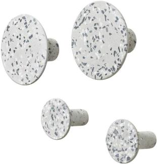 Blomus PONTO Set 4 Wandhaken, Haken, Garderobenhaken, Polystone, Terrazzo grey, 8. 5 & 5 cm, 65900