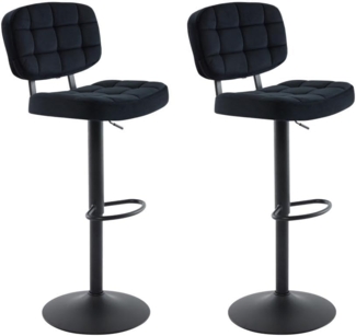 Vente-unique - Barhocker 2er-Set höhenverstellbar - Samt & Metall - Schwarz - LINARA