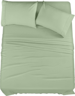 Utopia Bedding Bettwäsche-Set für King-Size-Bett, 4-teilig, gebürstete Mikrofaser, schrumpft und lichtbeständig, pflegeleicht (King-Size-Bett, Salbei)
