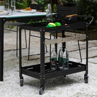 Outdoor Servierwagen Bard Stahl 72x77x38 cm Schwarz [casa. pro]