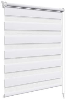 WOLTU Doppelrollo Klemmfix ohne Bohren Weiß 85x220 cm (BxH), Duo Rollo Zebrarollo Fensterrollo Klemmrollo Seitenzugrollo Easyfix lichtdurchlässig & verdunkelnd Rollos für Fenster und Tür