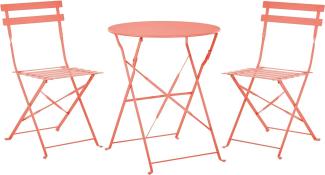 Bistro Set FIORI Metall Korallenrot