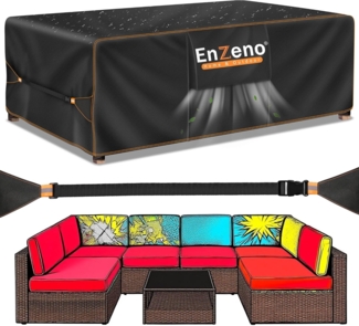 Enzeno Groß Gartenmöbel Abdeckung Wasserdicht mit Belüftungsöffnungen 280 * 205cm, Abdeckplane Schutzhülle für Gartentische Terrassenmöbel, Outdoor Sofa Tisch Möbelsets, Schwerlast Oxford Gewebe