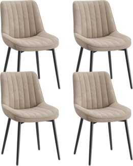 COLAMY Samt Esszimmerstühle 4er Set – Gepolsterte Stühle für Esszimmer & Küche mit Metallbeinen, Dickem Sitzpolster & Rutschfesten Füßen, Khaki