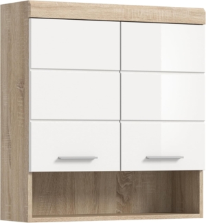 furnling Hängeschrank Scott 2 Türen, 1 offenes Fach, Stauraum, Badmöbel, Badschrank, 74 cm breit