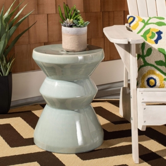 SAFAVIEH Modern Ceramic Garden Stool, in Blue, 35 X 35 X 50