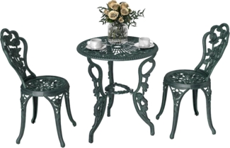 Outsunny Balkonset Gartenmöbel Balkonmöbel Set, (Bistroset, 3-tlg, Gartenset), Gussaluminium, Antik Grün