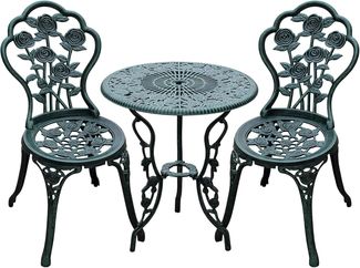 Outsunny Balkonset Gartenmöbel Balkonmöbel Set, (Bistroset, 3-tlg, Gartenset), Gussaluminium, Antik Grün