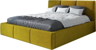 Polsterbett VEROM 90x200 mit Matratze, Bettkasten und Lattenrost. Farbe: Bernesteigraun 34