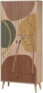 Dmora Kurma Kleiderschrank mit 2 Türen, Schlafzimmermöbel, Garderobenschrank, Kleiderschrank, 80 x 45 x 190 cm, Mehrfarbig