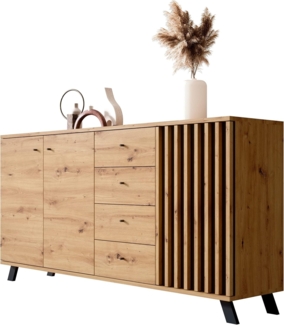 Newroom Sideboard Barea, Wildeiche Sideboard Modern Wandpaneel Vintage Highboard Anrichte