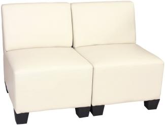 Modular 2-Sitzer Sofa Couch Lyon, Kunstleder ~ creme, ohne Armlehnen