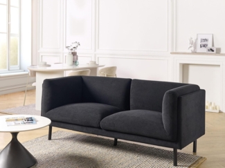 Beliani 'VORGOD' 2-Sitzer Sofa, Stoff schwarz, 180 x 84 x 76 cm