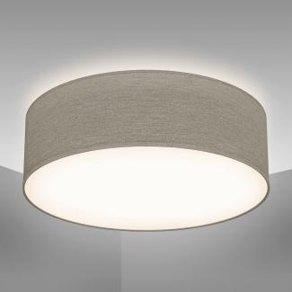 B.K.Licht Deckenleuchte Stoff-Deckenlampe 30cm 1-fammig E27 Wohnzimmer LED / Halogen - BKL1215, ohne Leuchtmittel, Abhängig vom Leuchtmittel - Warmweiß / Neutralweiß / Kaltweiß, graue Stoffdeckenleuchte mit Textilschirm Schafzimmer Küche WC Bad