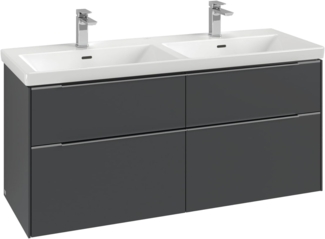 Villeroy & Boch Subway 3. 0, Waschbeckenunterschrank, 1272 x 576 x 478 mm, 4 Auszüge, C56800, Farbe: Front/Korpus: Kansas Oak, Griff: Volcano Black