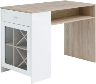 Vente-unique - Bartisch mit Stauraum - Weiß & Holzfarben - NIRAYA