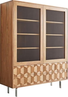 Vitrine Fevo 115x150 cm Akazie Natur L-Fuß