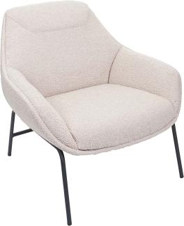 Lounge-Sessel HWC-J77, Cocktailsessel Sessel, Bouclé Stoff Metall ~ creme-beige