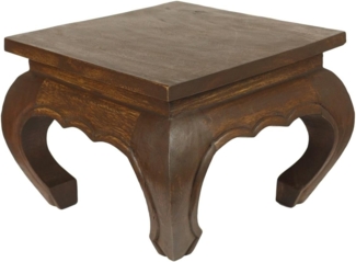 Oriental Galerie Opiumtisch Opium Tisch Beistelltisch Massiv Holz Couchtisch Nachttisch Hocker, Farbe:Dunkelbraun, Größe:30 x 30 x 24 cm (LxBxH)