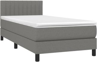 vidaXL Boxspringbett mit Matratze & LED Dunkelgrau 90x200 cm Stoff 3133286