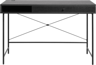 FJORDFORM Schreibtisch mit 1 Schublade und Regal, 120 x 76 x 60 cm Kleiner Computertisch, Bürotisch, für Arbeitszimmer, Schlafzimmer, Metallgestell, Loch für Kabel